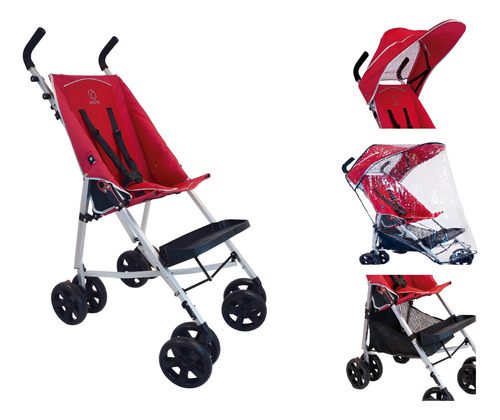 Silla De Ruedas Pediatrica Coche Tipo Maclaren 3 Accesorios Rojo