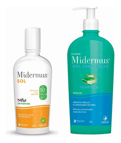 Combo Midermus Protector Solar Niños Fps50 + Post Solar Gel