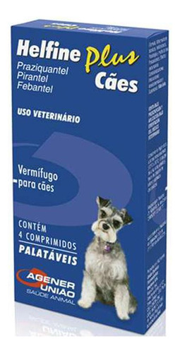 Vermífugo Helfine Plus Cães Agener Com 4 Comprimidos