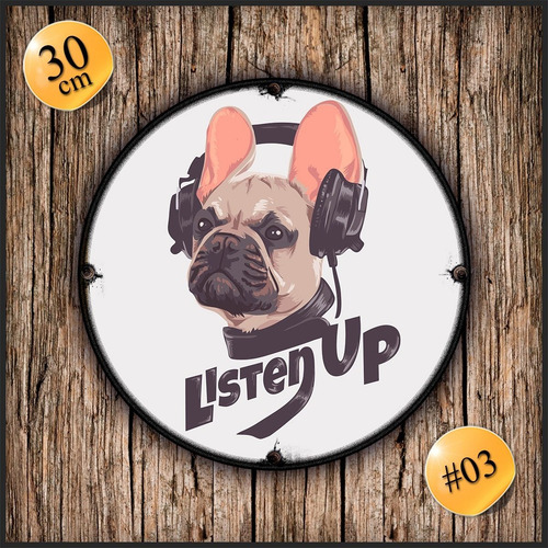 Imagen 1 de 2 de #03 - Cuadro Decorativo Vintage 30 Cm / Perro Listen Up Dog