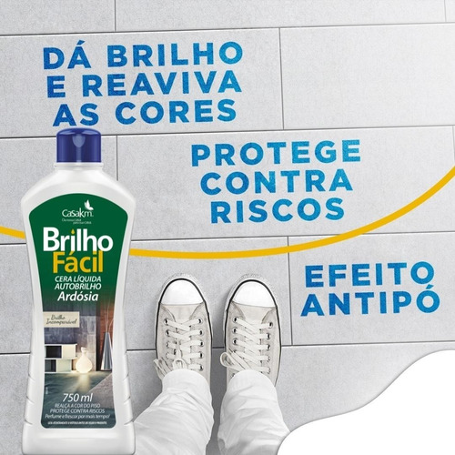 2 Unid. Cera Brilho Fácil 750ml Ardósia Casa Km Auto Brilho