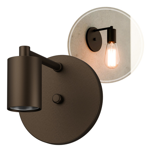 Luminária Arandela De Parede Retro Reta Alumínio E27 Estrutura Marrom Mf190 Mega Forte Iluminação