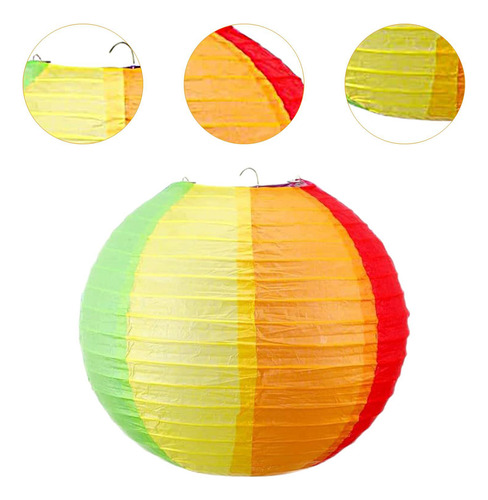 10 Farolillos Colgantes De Papel Con Forma De Bola, 30 Cm