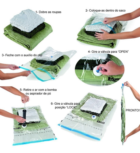 Imagem 3 de 6 de Kit 10 Saco Vácuo Vac Bag Ordene 5 Médio + 5 Grande Original