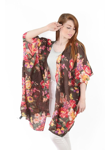 Kimono Chaleco Mujer Largo Estampado Grande Spiga 31 #k19855