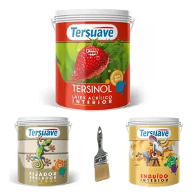 Pintura Latex Interior Tersinol 10l +enduido+ Fijador+pincel