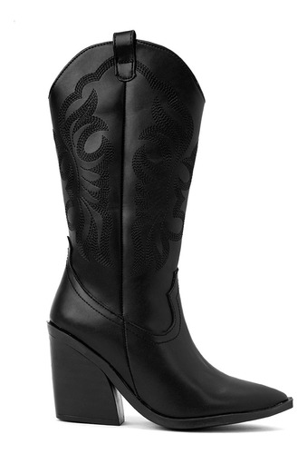 Bota Alta Para Mujer Bordada Sierra Color Negro