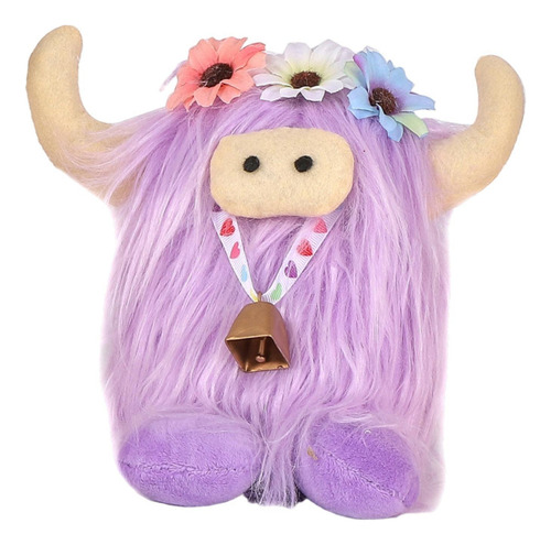 Nuevo Muñeco De Ganado De Pelo Largo, Vaca De Peluche Morada