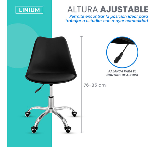 Silla Oficina Salon Estetica Escritorio Tulip Sala Junta 2pz Negro Acolchonado Tapizado Vinipiel
