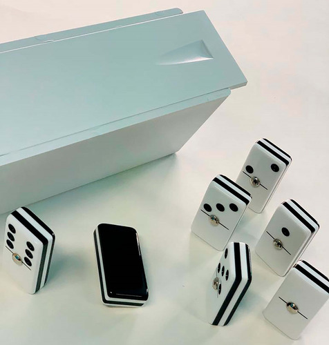 Domino Profesional Acrílico Cebra Negro En Caja Plástico