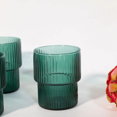 Vaso Corto Verde 310 Ml Vidrio De Borosilicato Verde