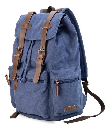 Mochila Con Tapa Y Hebillas Bolsillo Espaciosa Lincolns Color Azul