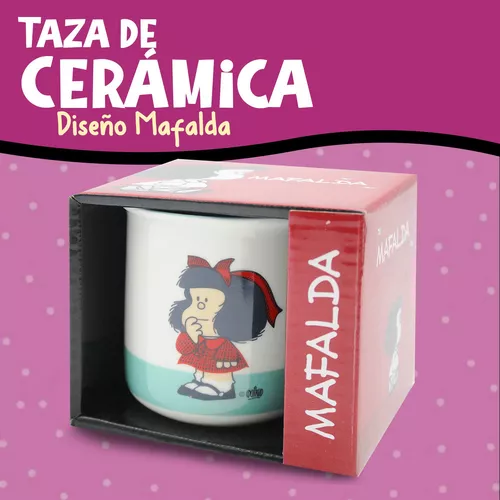 Taza Grande Para Cafe Diseño Mafalda Frases Porcelana 350 Ml Color Aqua