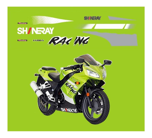 Kit Adesivos Faixas Moto Para Shineray Xy 200 Verde 18785