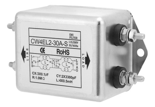 Filtro Emi De 115 V/250 V Cw4el2-30a S Alimentación Monofási