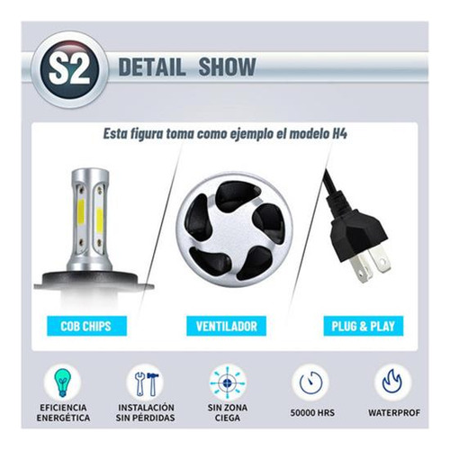 Luz Alta/baja/niebla Kit Faros Led Luces 8000lm Para