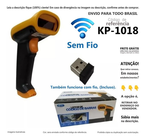 Imagem 1 de 4 de Leitor De Codigo De Barras Scanner Sem Fio & Usb Promoção A@