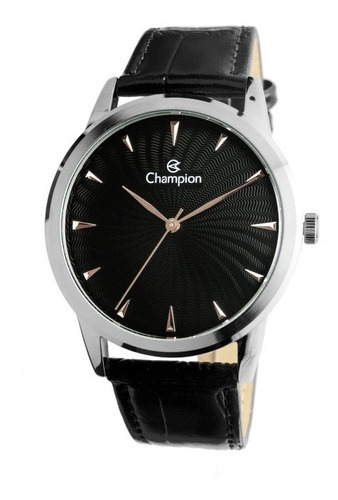 Relogio Masculino Champion Prata Pulseira De Couro Cn20588t