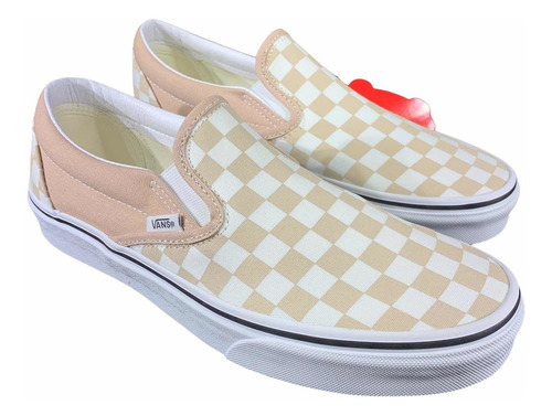 Tenis Vans Classic Slip On Checkerboard Beige Look Trendy