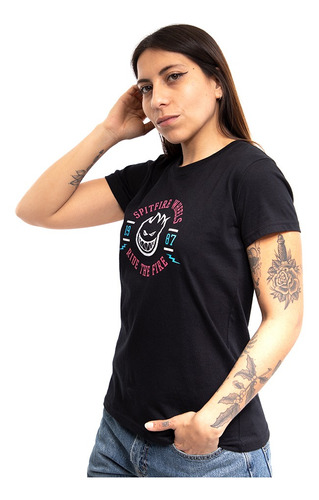 Spitfire Polera Manga Corta Mujer Spitfire Ride The Fire Neg