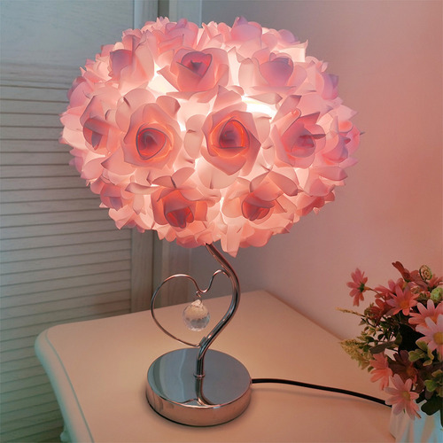 Lâmpada De Árvore De Flores De Rosa Falsa Candeeiro De Mesa