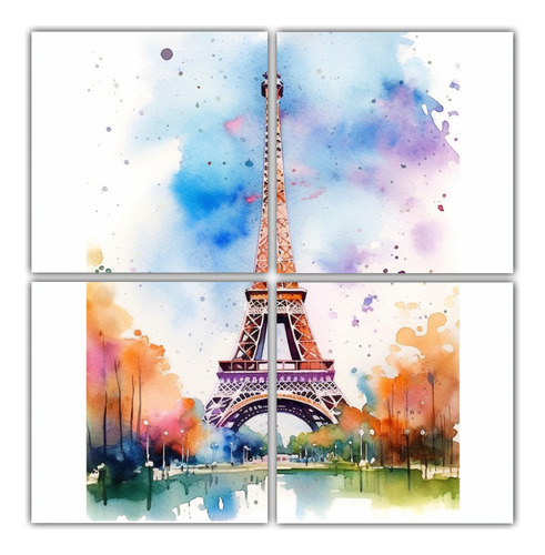 160x160cm Cuadros Modernos Juveniles Eiffel Tower Flores