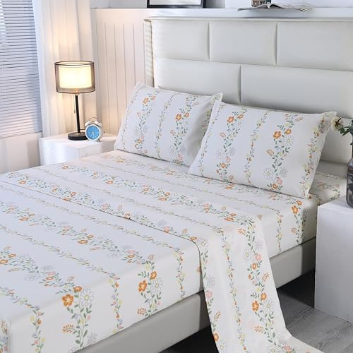 Juego De Sábanas Bajeras De 4 Piezas Con Estampado Floral Ro