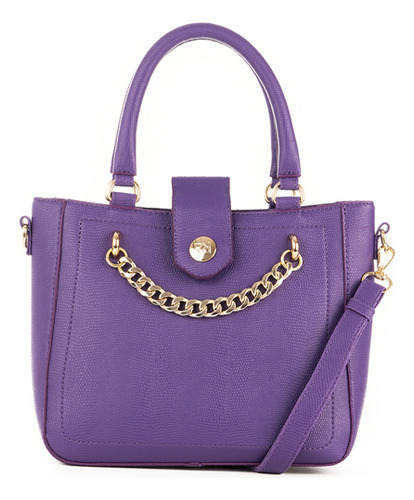Bolsa Feminina Rafitthy Ametista Roxa Média Acambamento dos ferragens Ouro Correia de ombro Roxo Desenho do tecido Polu00edmero