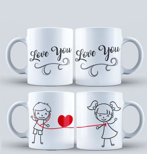 Taza Pareja Love You Hilo Rojo - Ok Creativo