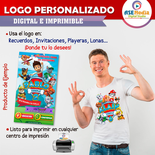 Logo Digital Paw Patrol Patrulla Canina Personalizado
