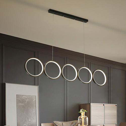 Luminária Led Pendente Moderno Mesa Cozinha Lustre Em Circulo Preto 3 Tons Dimmer Luxo Casa Attract 4x4sc