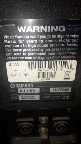 Imagen 2 de 2 de Bocinas Yamaha Modelo S115v