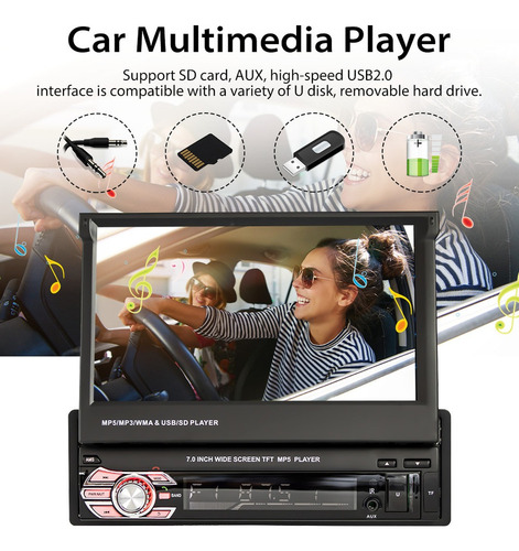Para Radio Estéreo De Coche 1din 7 Bluetooth Auto Retráctil