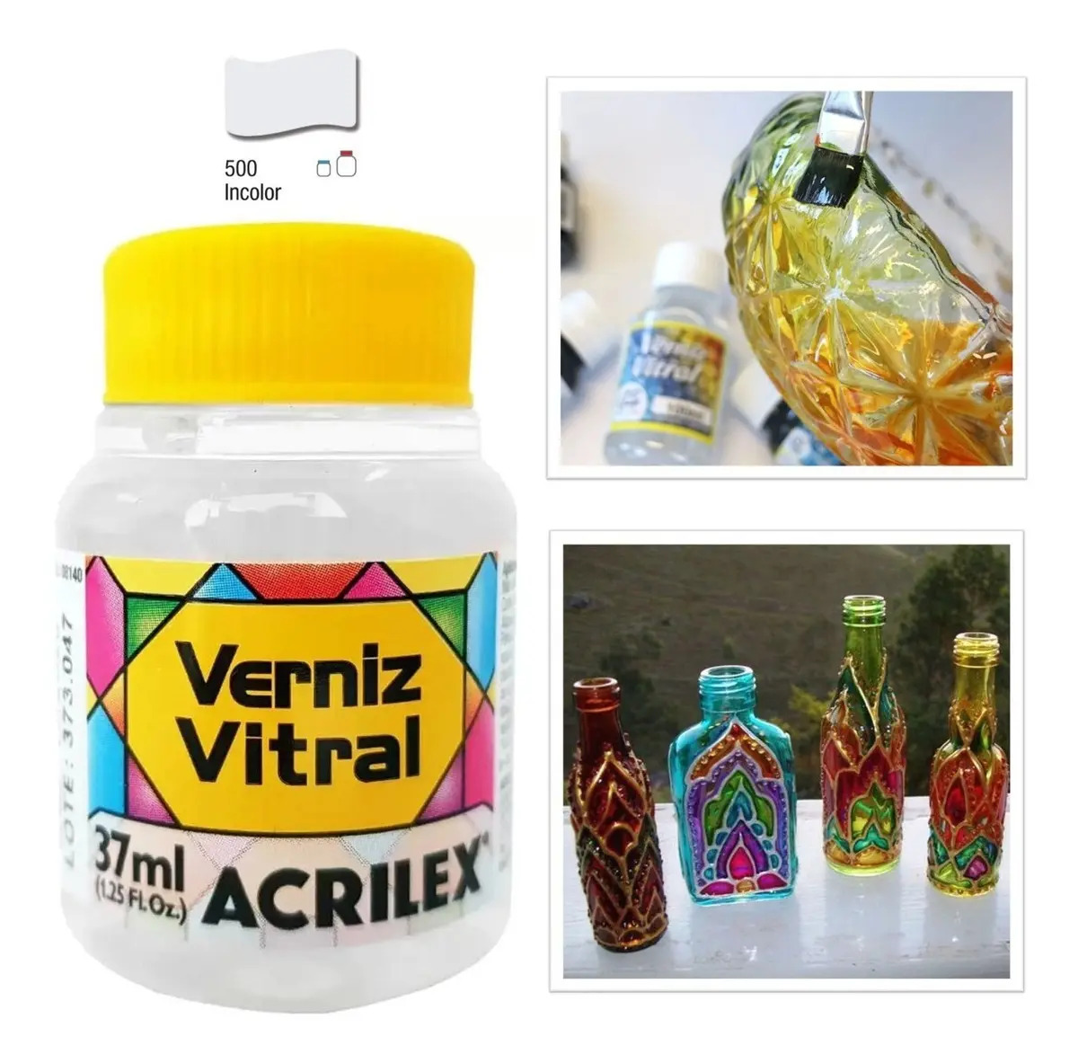 Verniz Vitral Incolor Acrilex 37ml Para Vidro Acrílico Porcelana
