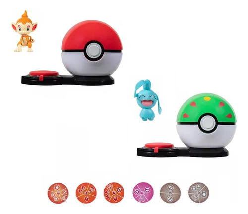 Pokemon Set Pokebola Surprise Attack Game Chimchar & Wynaut