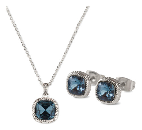 Set Joyería Mujer Collar Aretes, Mamá Navidad Luckyly Color Azul