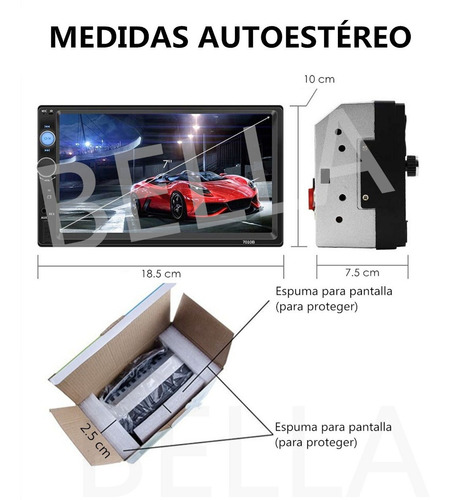 Imagen 3 de 9 de Estéreo De Coche Pantalla Táctil 7 Bluetooth Camara Reversa