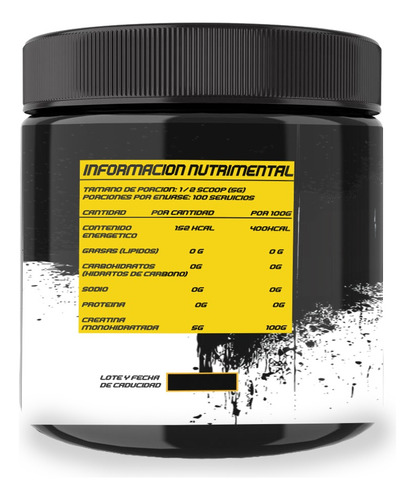 Creatina Monohidratada 500g Guns En Polvo Varios Sabores Pre Manzana
