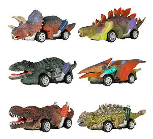 Juegos De Dinosaurios Con T-rex, 6 Unidades, Coches Retrácti