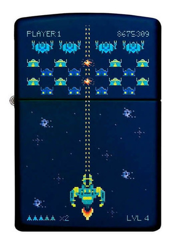 Isqueiro Zippo 49114 Pixel Game Nave Azul + Fluido Original