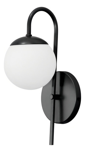 Arandela Luminalux Alx0052 Colonial Preto Globo Vidro 12cm Cor Preto Globo Branco