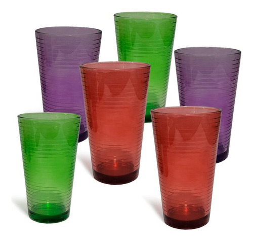 Vaso De Vidrio 6und De Colores 