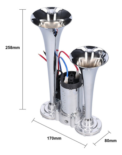 Buzina De Ar Para Carro Com Trombetas Duplas 12v 24v 110db
