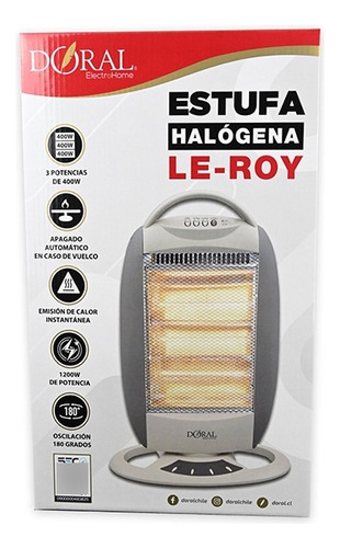 Estufa Halógena Le Roy 3 Potencias 400-800 O 1200w Doral Col