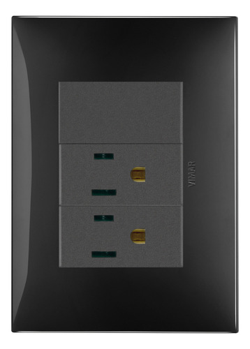Placa Negra Con Interruptor Y 2 Tomas Carbón Vimar Neve Up