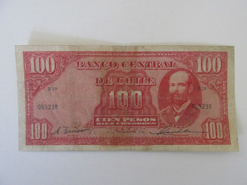 Billete Chile 100 Pesos  Trucco- Maschke Año  1948 Escaso
