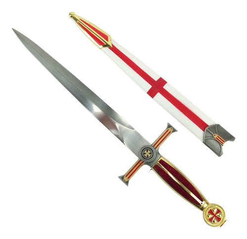 Adaga Punhal Espada Cruzadas Templário Cruz D Malta C/bainha