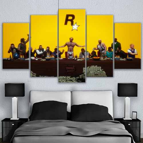 5 Cuadros En Canvas De Grand Theft Auto Mesa Personajes Game