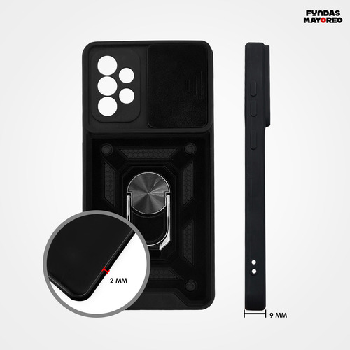 Funda Slider Samsung Galaxy A72 Carcasa Con Cristal 5d Negro