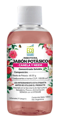 Imagen 1 de 2 de Ecomambo Jabon Potasico Canela Y Neem Insecticida 100cc 